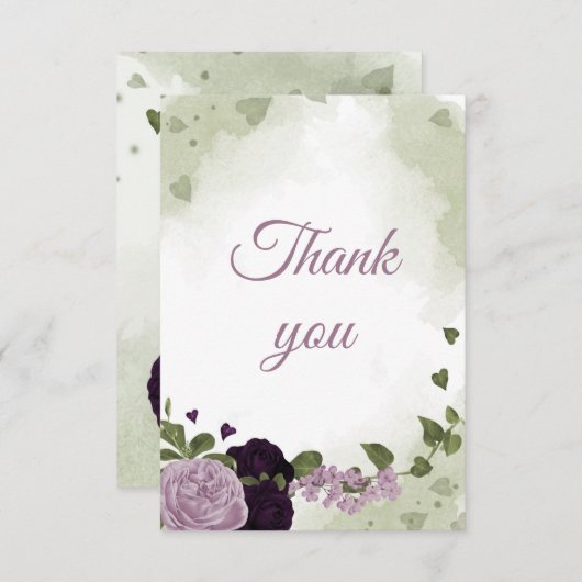 hübsche, tiefe und hellviolette Blumen Dankeskarte (Vorne/Hinten)