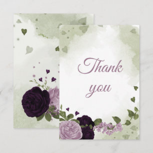 hübsche, tiefe und hellviolette Blumen Dankeskarte
