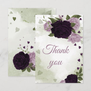 hübsche, tiefe und hellviolette Blumen Dankeskarte