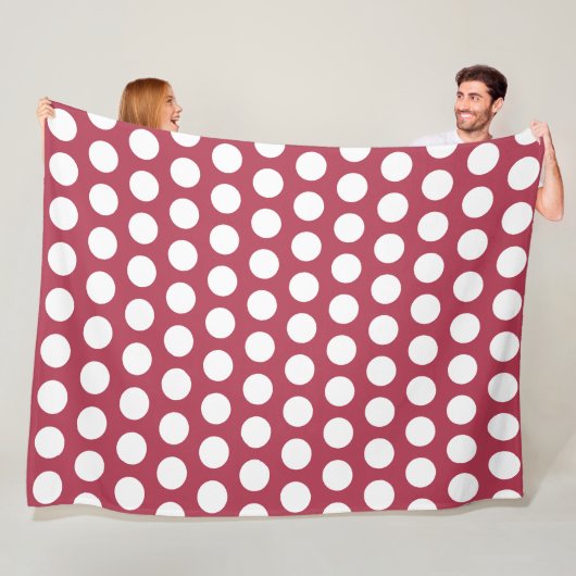 Hübsche tiefer Rose Geometrische weiße Polka-Punkt Fleecedecke (Beispiel)