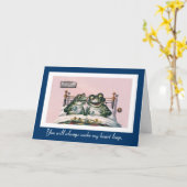 Hübsche Tiere - Niedliche Vintage Frösche Jahresta Karte (Gelbe Blume)