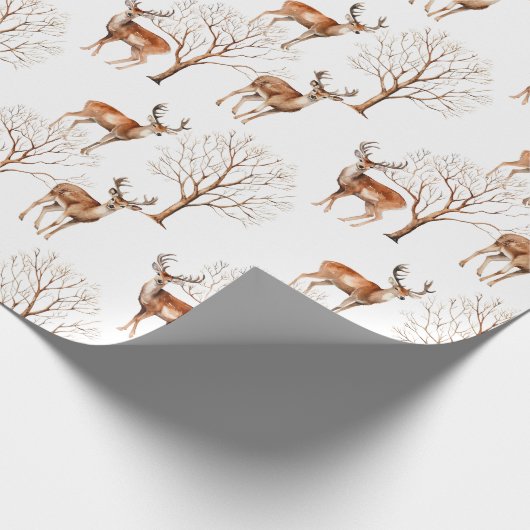 Hübsche Tierwelt Hirschlandschaft Geschenk Geschenkpapier (Ecke)