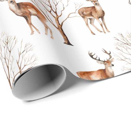 Hübsche Tierwelt Hirschlandschaft Geschenk Geschenkpapier (Rolleneckpunkt)