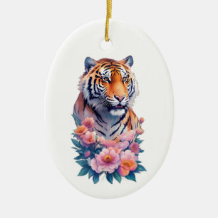 Hübsche Tiger Blumen Keramik Ornament