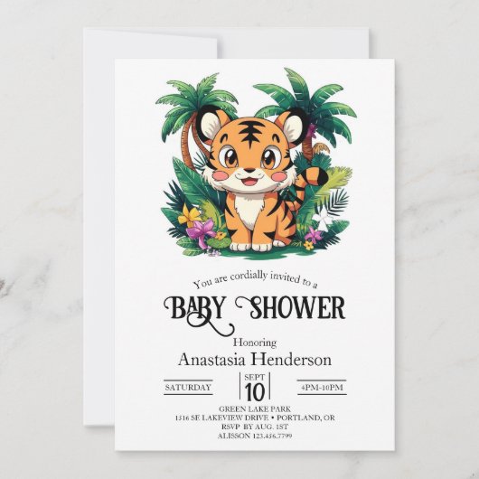 Hübsche Tiger Digital Baby Dusche Einladung (Vorderseite)