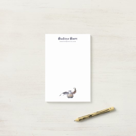 Hübsche Tinte und Quill Name Personalisiert Post-it Klebezettel (Auf Schreibtisch)