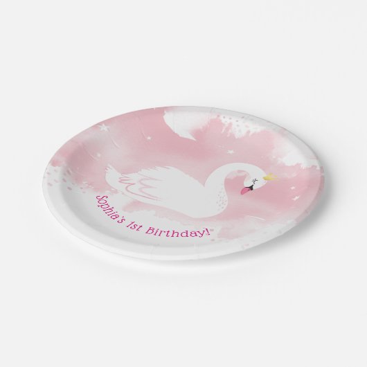 HÜBSCHE Tischdekoration des SWAN PRINCESS Party pi Pappteller (Schrägansicht)