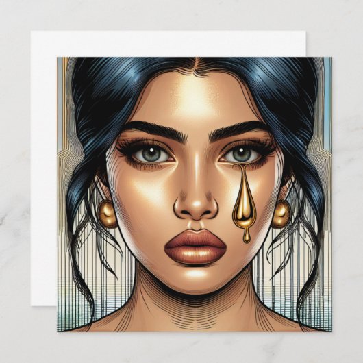 Hübsche traurige Frau mit Goldteere (Vorne/Hinten)