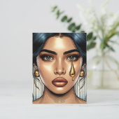 Hübsche traurige Frau mit Goldteere Postkarte (Stehend Vorderseite)