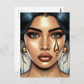 Hübsche traurige Frau mit Goldteere Postkarte (Vorne/Hinten)