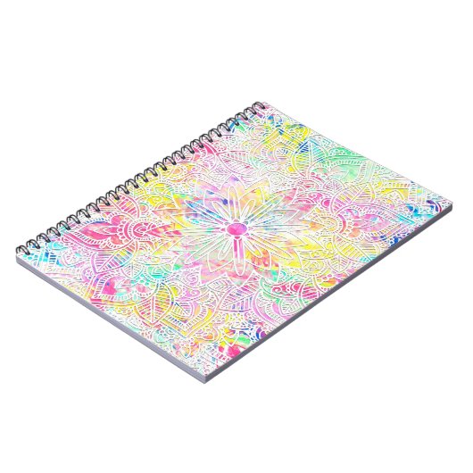 Hübsche, trendige, blumengeschmückte Henna-Muster Notizblock (Linke Seite)