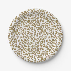 Hübsche trendige Imitate Gold Glitzer Leopardendr Pappteller
