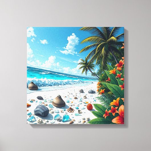 Hübsche Tropical Beach Szene Küstenart Leinwanddruck (Vorderseite)