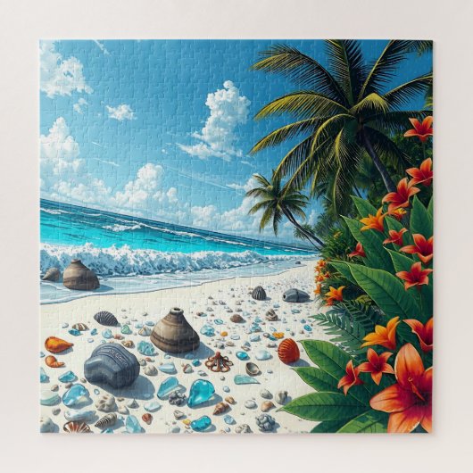 Hübsche Tropical Beach Szene Küstenart Puzzle (Vertikal)