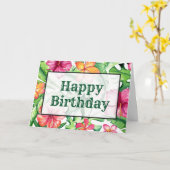 Hübsche tropische Blume in Rosa und Orange Karte (Gelbe Blume)