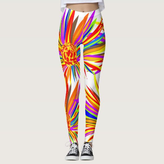 Hübsche tropische Blume Leggings (Vorderseite)