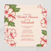 Hübsche tropische Hibiskus-Brautparty-Einladung Einladung (Vorne/Hinten)