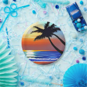 Hübsche tropische Palmen und Ozean Pappteller (Party)