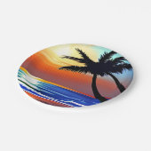 Hübsche tropische Palmen und Ozean Pappteller (Schrägansicht)