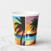 Hübsche tropische Palmen und Sonnenuntergänge im O Pappbecher (Rückseite)
