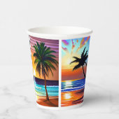 Hübsche tropische Palmen und Sonnenuntergänge im O Pappbecher (Rechts)