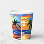Hübsche tropische Palmen und Sonnenuntergänge im O Pappbecher (Vorderseite)