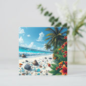 Hübsche tropische Strandlandschaft | Leer Karte (Stehend Vorderseite)