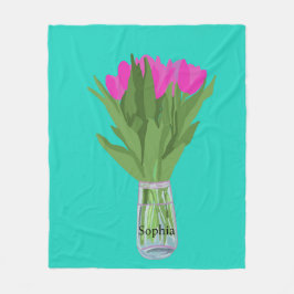 Hübsche Tulip Blume Moderne Illustration + Name Fleecedecke