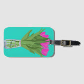 Hübsche Tulip Blume Moderne Illustration + Name Gepäckanhänger (Vorderseite (Horizontal))