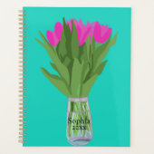 Hübsche Tulip Blume Moderne Illustration + Name Planer (Vorderseite)
