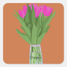 Hübsche Tulip Blume Moderne Illustration + Name