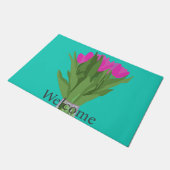 Hübsche Tulip-Blume Moderne Illustration + Text Fußmatte (Schrägansicht)
