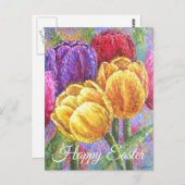 Hübsche Tulips Bläserfarbene Blume Handgemalt Postkarte (Vorne/Hinten)