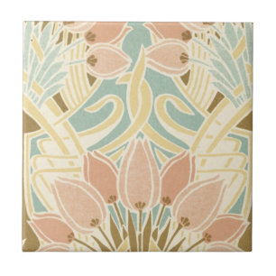 hübsche Tulpen Art Nouveau Blumenmuster Fliese