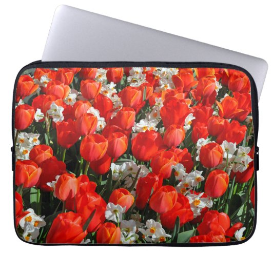 Hübsche Tulpen und Narzissen Laptopschutzhülle (Vorderseite)