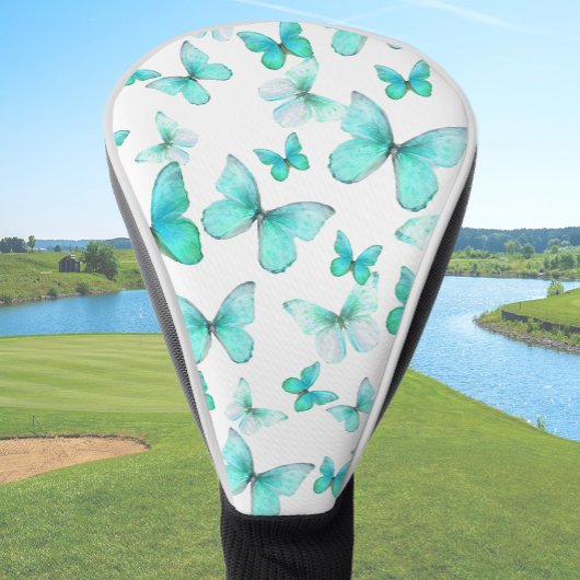 Hübsche Türkis-Schmetterling-Fahrer-Golfkopfabdeck Golf Headcover