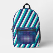 HÜBSCHE TÜRKISCHE UND NAVY STRIPES & POLKA-DOTS BEDRUCKTER RUCKSACK (Vorderseite)