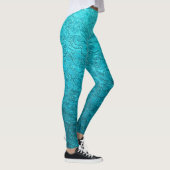 Hübsche türkisfarbene Blätter Leggings (Rechts)