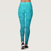 Hübsche türkisfarbene Blätter Leggings (Rückseite)