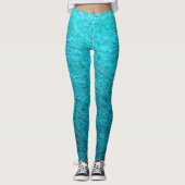Hübsche türkisfarbene Blätter Leggings (Vorderseite)
