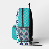 HÜBSCHE TURQUOISE & NAVY BLUE FLORAL & GEOMETRIC BEDRUCKTER RUCKSACK (Rechts)