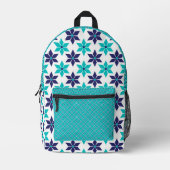 HÜBSCHE TURQUOISE & NAVY BLUE FLORAL & GEOMETRIC BEDRUCKTER RUCKSACK (Vorderseite)