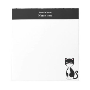 Hübsche Tuxedo-Katze & Einfacher rosa Header Notizblock