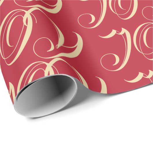 Hübsche Typografie Gold Red JOY Geschenkpapier (Rolleneckpunkt)