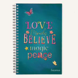 Hübsche Typografie Schmetterlinge Rosa Name Notizblock