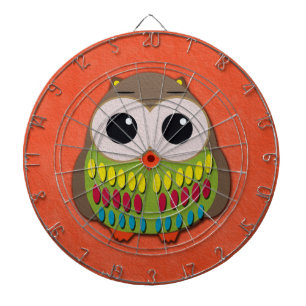 Hübsche und bunte Eule Orange Dartscheibe