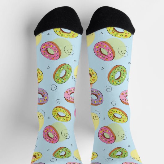 Hübsche und farbenfrohe Donuts Blau Pink Socken (Oben)
