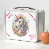 Hübsche und farbenfrohe Einhorn-Lunchbox Metall Brotdose (Beispiel)
