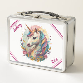 Hübsche und farbenfrohe Einhorn-Lunchbox Metall Brotdose