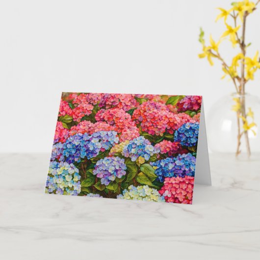 Hübsche und farbenfrohe Hydrangea-Blume Art Karte (Gelbe Blume)